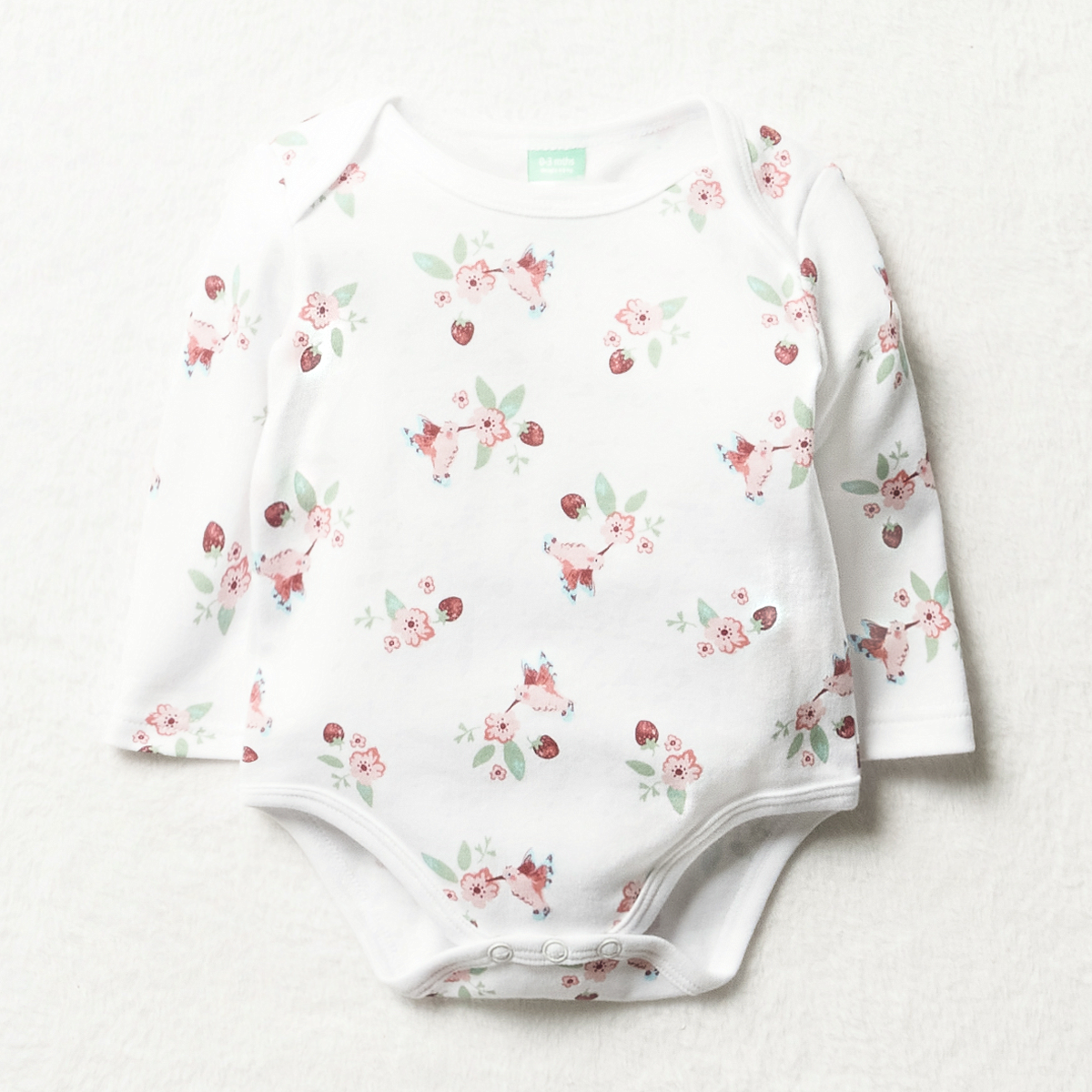 3PK LS BODYVEST MFW GIRL FLORAL BIRD-DUSTY PINK-6-12 MTHS (3)