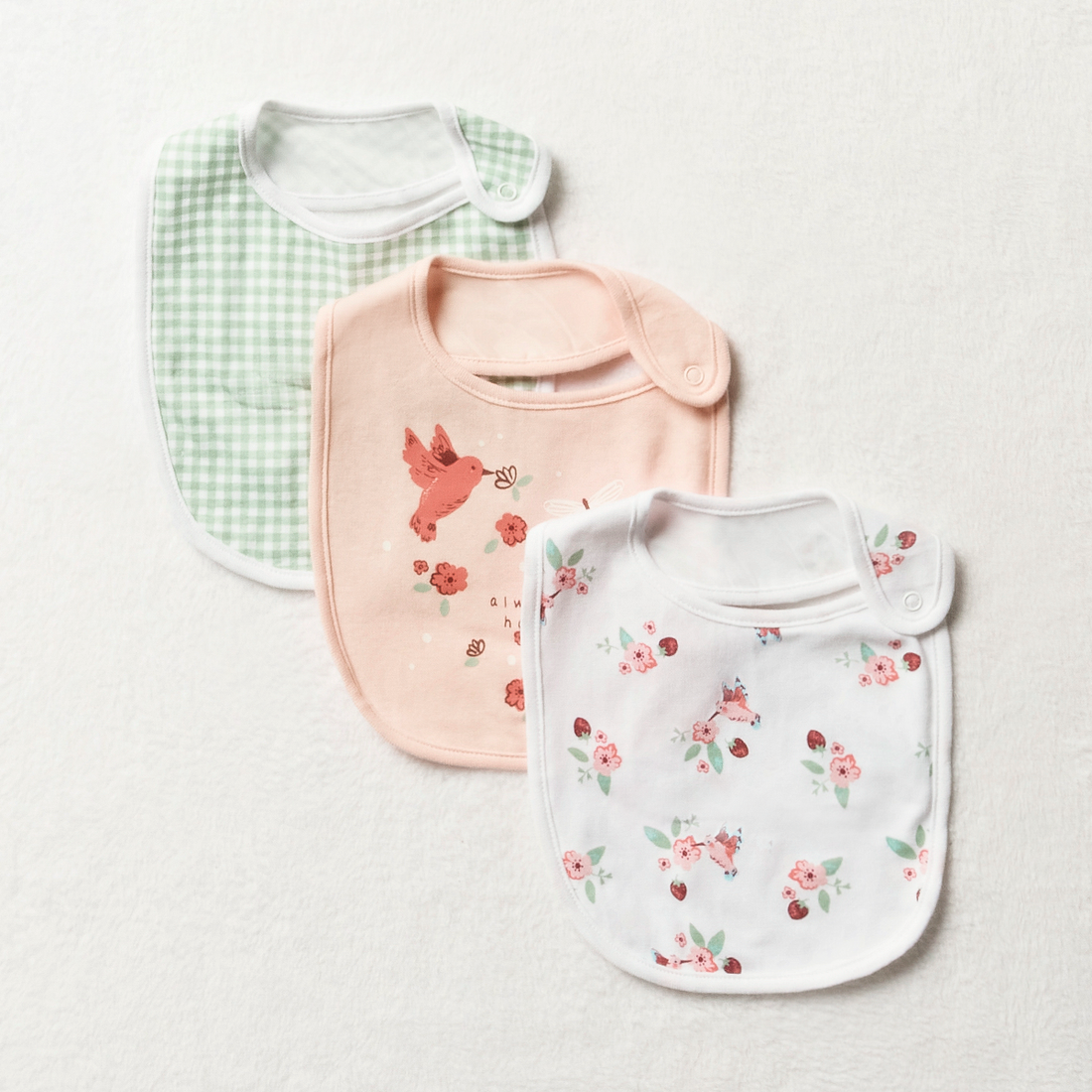 3PK BIB MFW GIRL FLORAL BIRD PRINT-DUSTY PINK-ONE SIZE