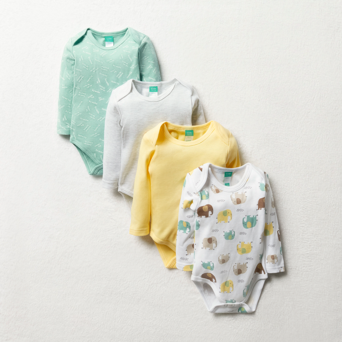 4PK LS BODYVESTS PRINT UNI PALE BANNA AND FROSTY G-LEMON-18-24 MTHS