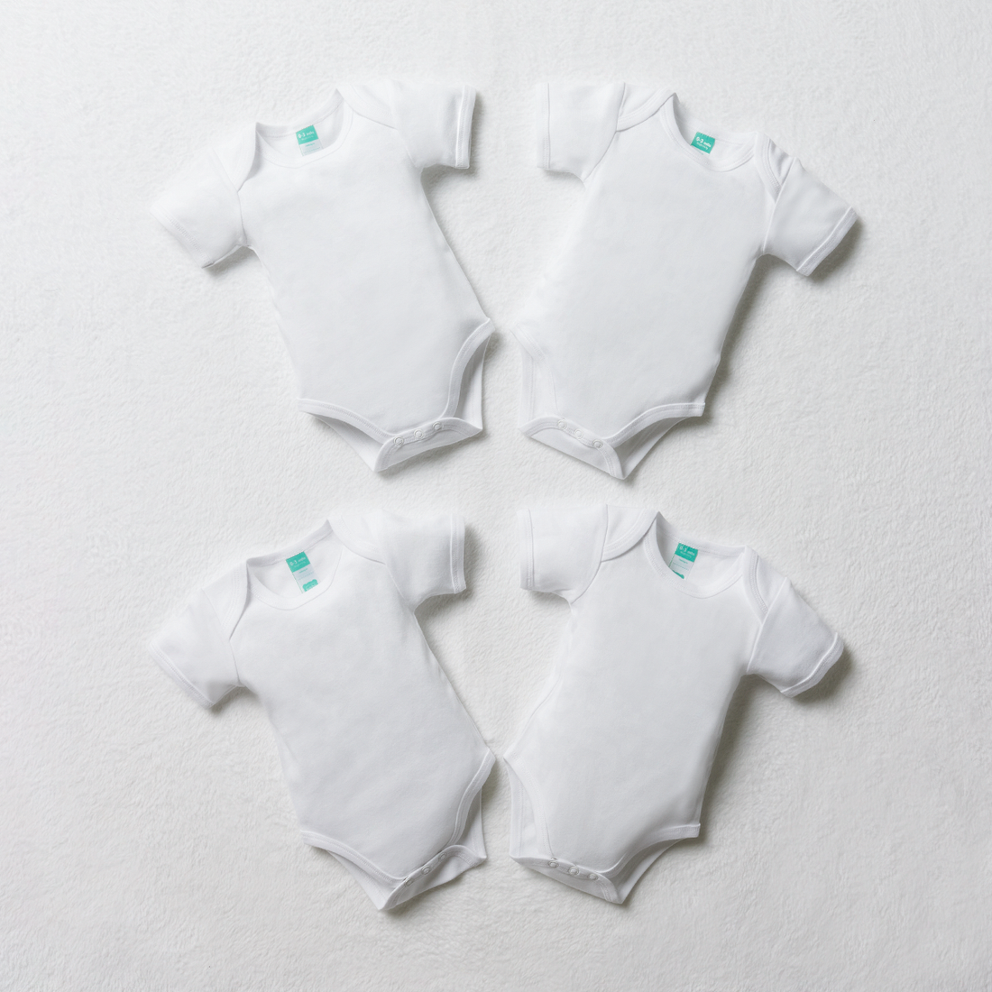 4PK SS BODYVESTS PLAIN WHITE-WHITE-18-24 MTHS