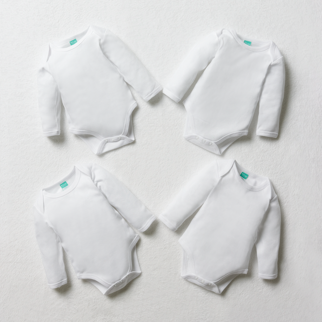 4PK LS BODYVESTS PLAIN WHITE-WHITE-18-24 MTHS