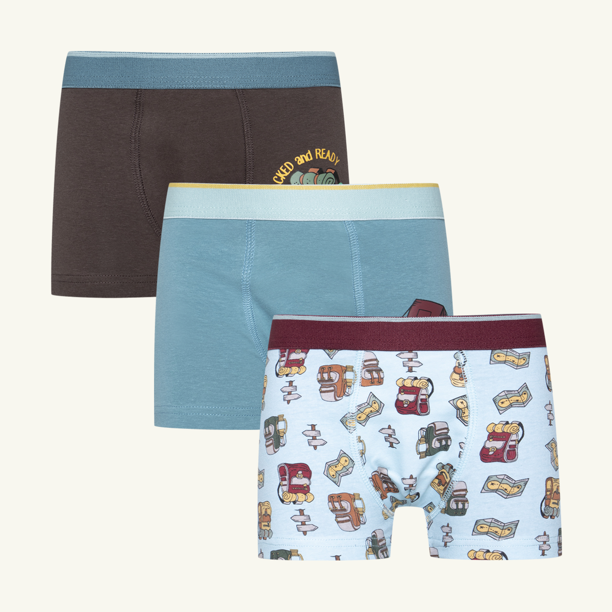 3 Pack camping knit boxer chocolate-CHOCOLATE-2-3 YRS