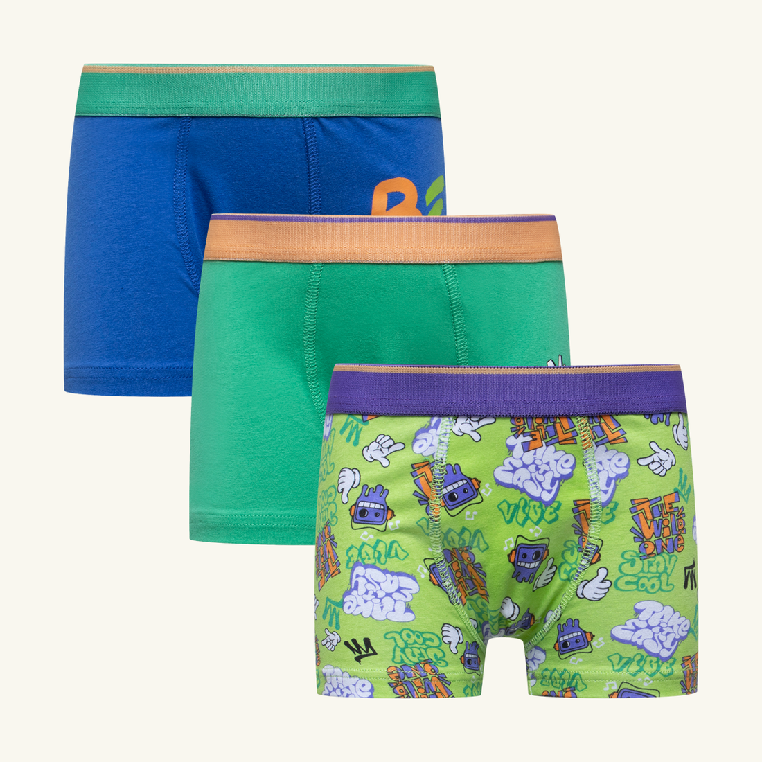 3 Pack graffiti knit boxer green-BRIGHT GREEN-2-3 YRS