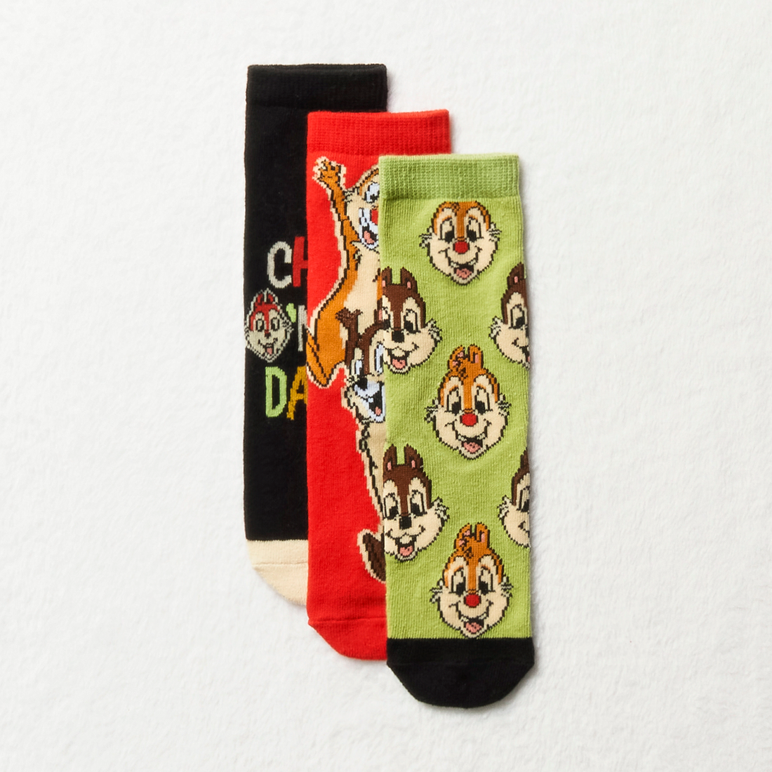 Chip and Dale 3 pack socks black-BLACK-9-12