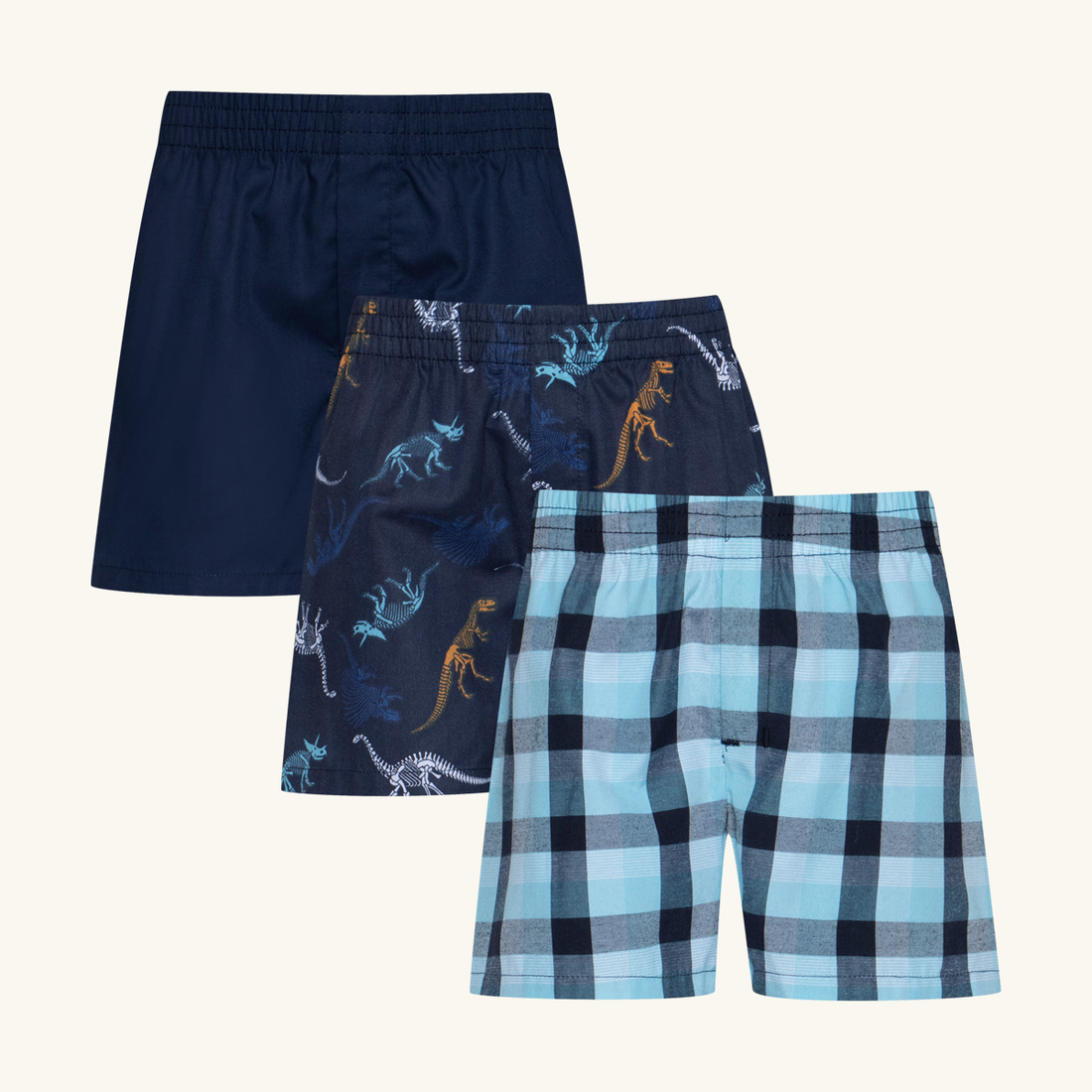 3 Pack dino woven boxer navy-NAVY-6-7 YRS