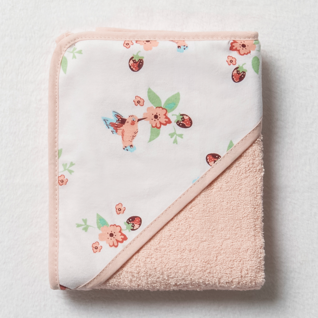 AOP FLORAL HOODED TOWEL-LIGHT PINK-75X75 CM