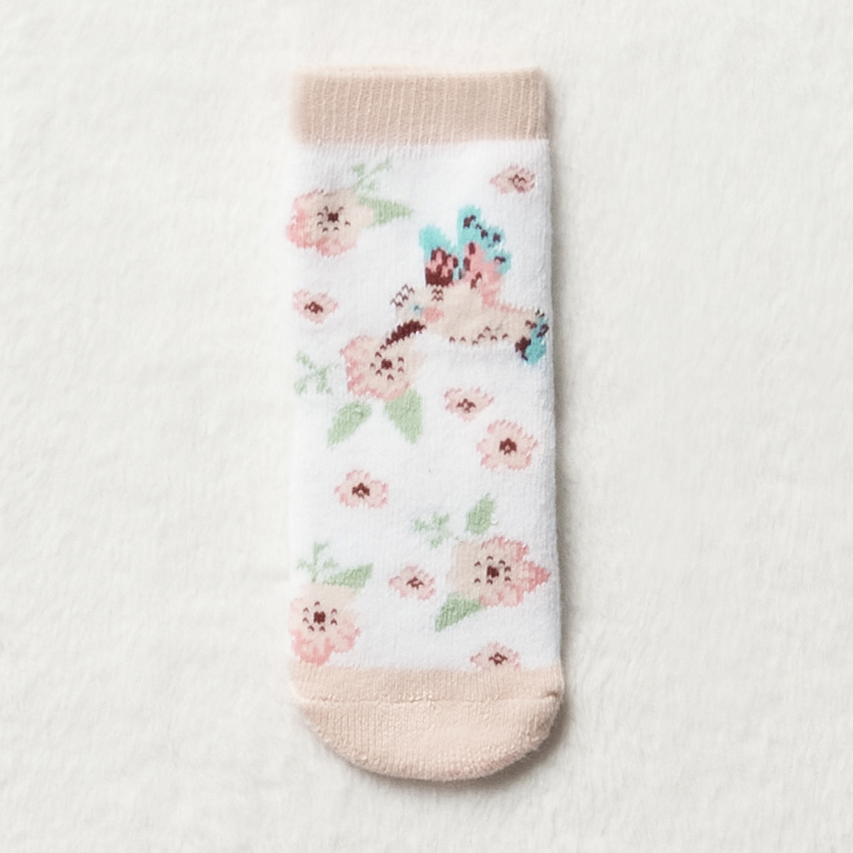 FLORAL AND BIRDS NB 5PK SOCKS-LIGHT PINK-NEW BORN (4)