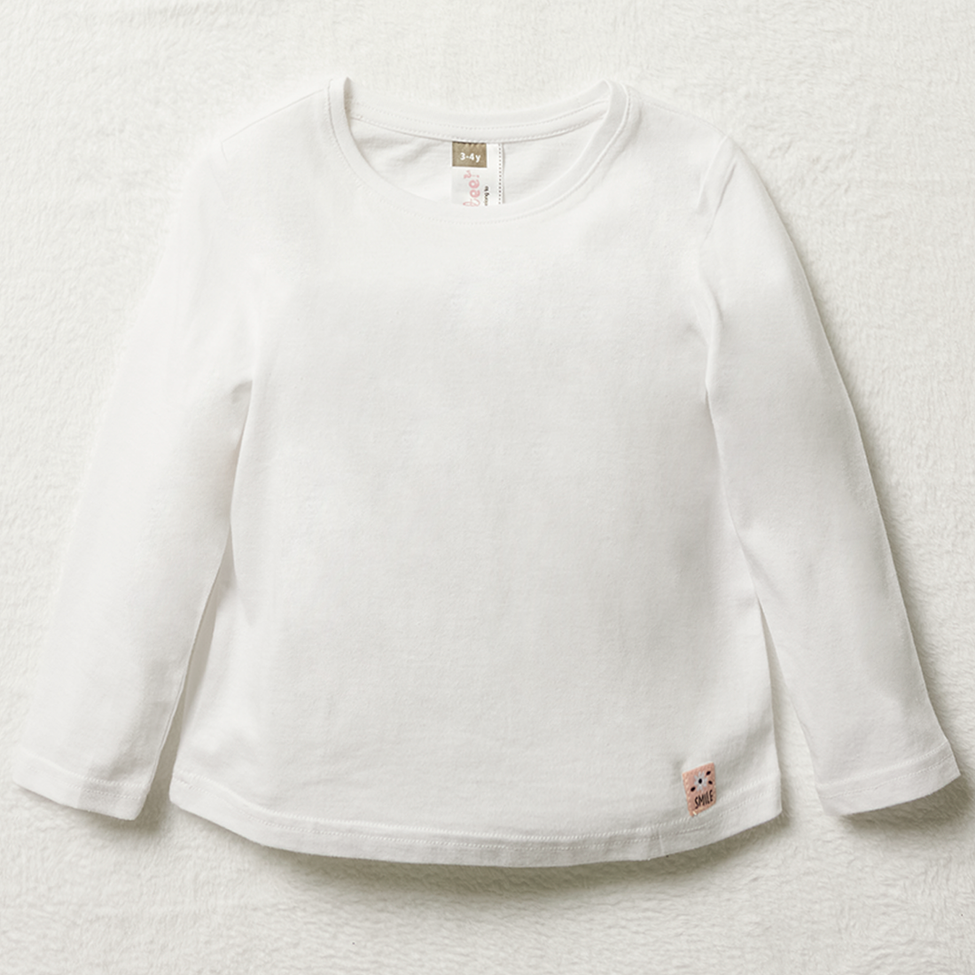 Long sleeve basic tee white-WHITE-3-4 YRS