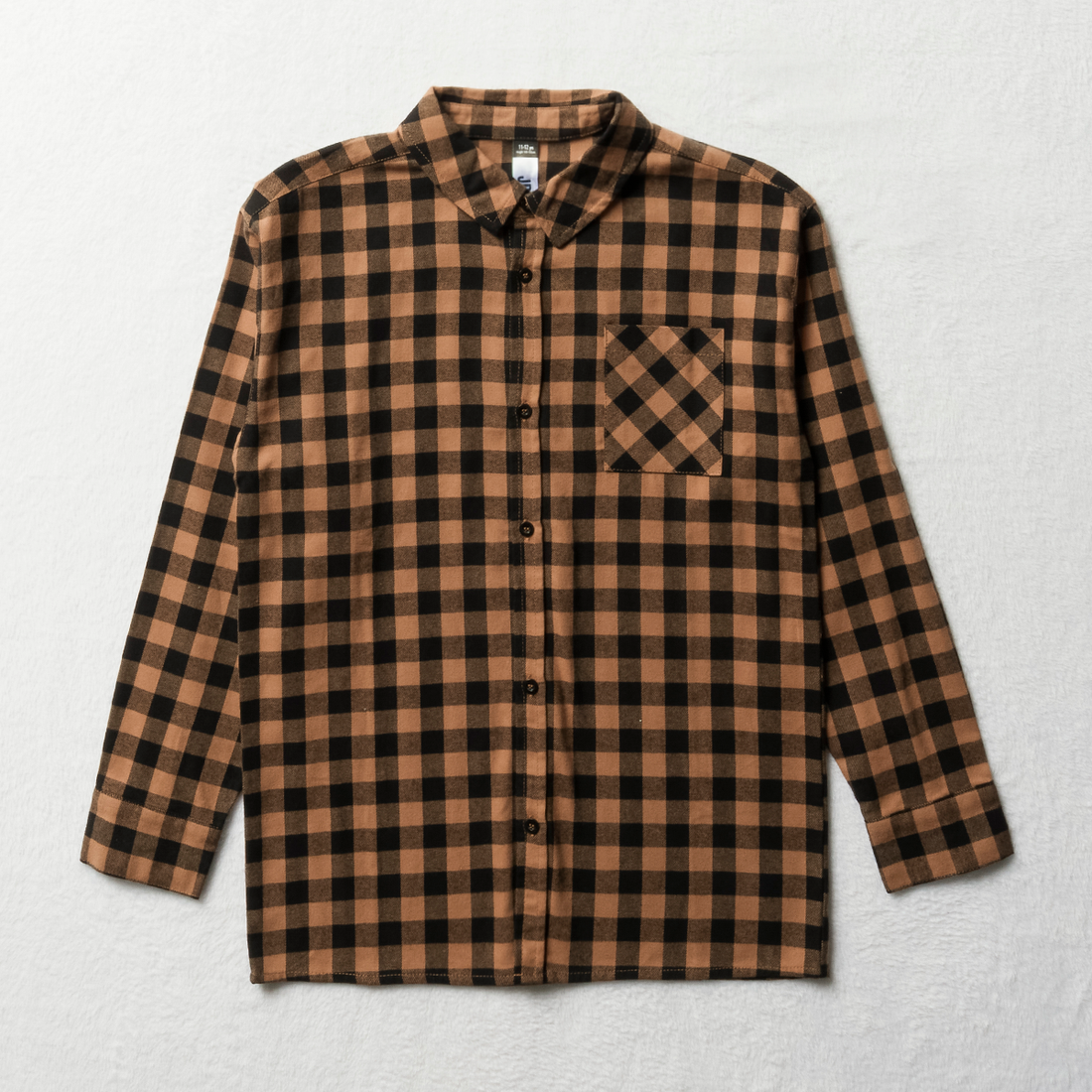 LS SHIRT CHECK BROWN-MOCHA-11-12 YRS