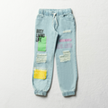 Jogger printed styled denim trouser light blue-LIGHT BLUE-7-8 YRS