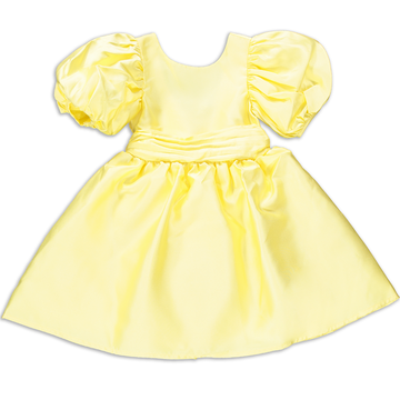 Puff sleeve dress with fabric belt butter yellow-BUTTER-3-4 YRS