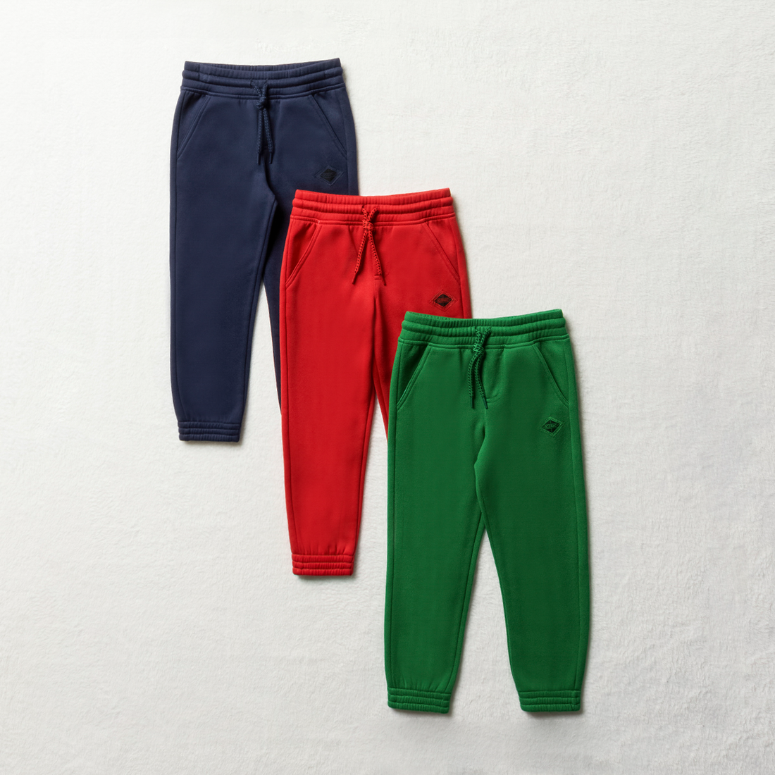 MI 3 Pack trackpants forest mid blue and bright re-BRIGHT RED-3-4 YRS