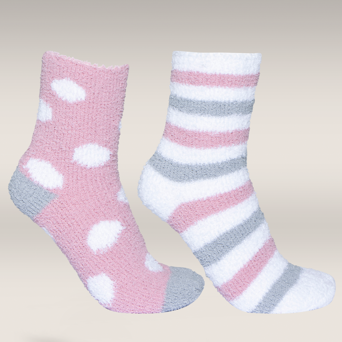 2 Pack chunky socks pink spot-LIGHT PINK-4-7