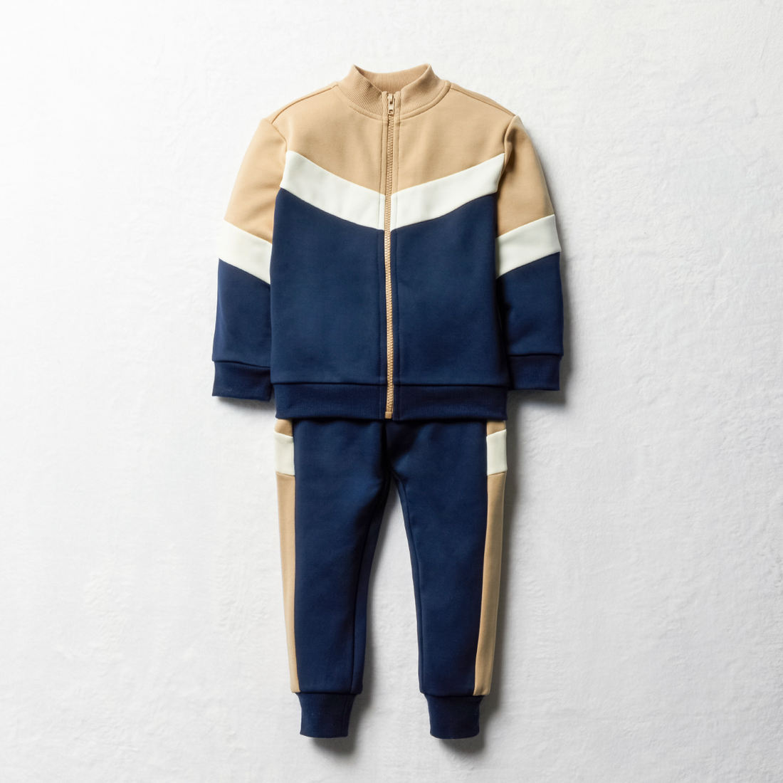 Tracksuit fashion chevron brown navy-BEIGE-2-3 YRS