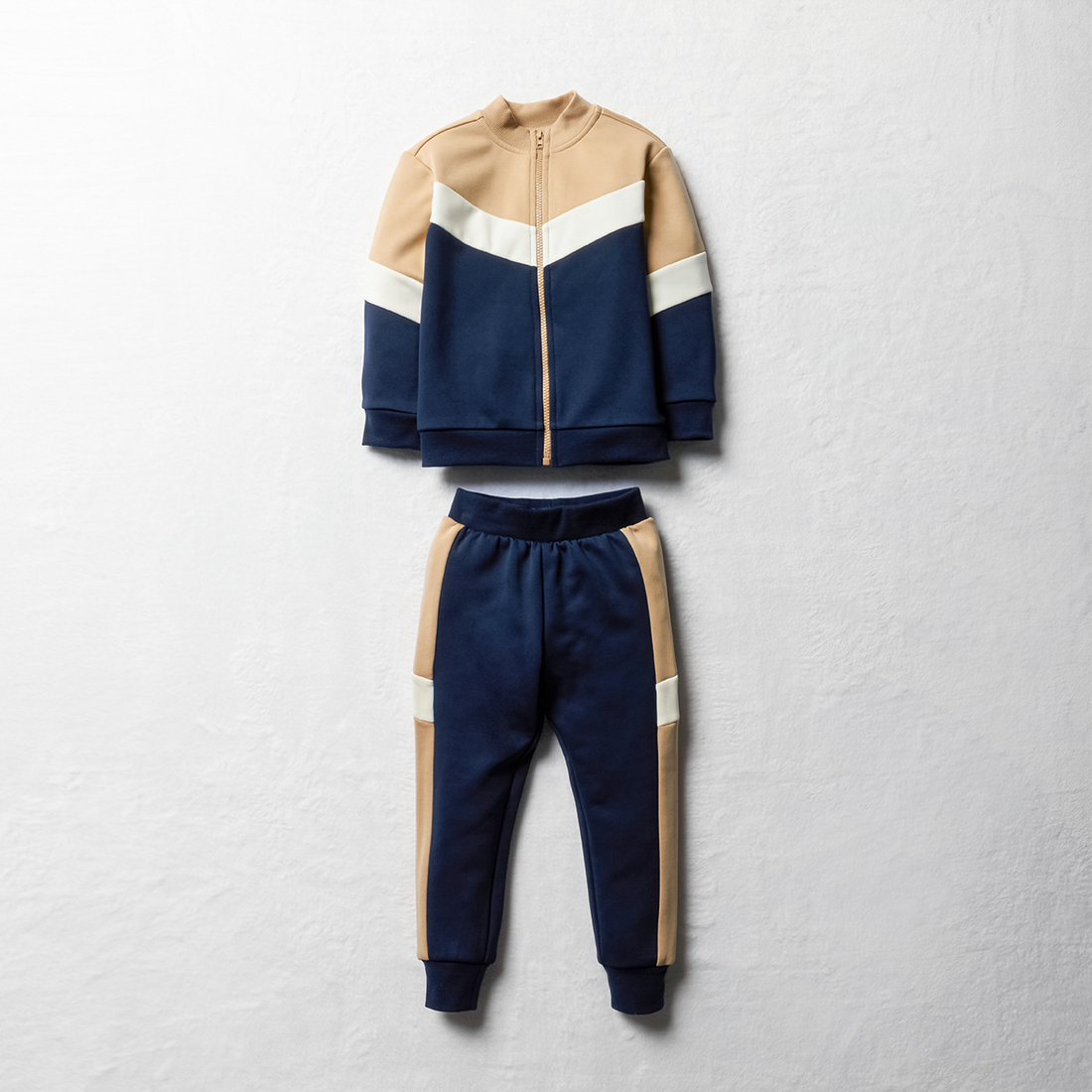 Tracksuit fashion chevron brown navy-BEIGE-2-3 YRS