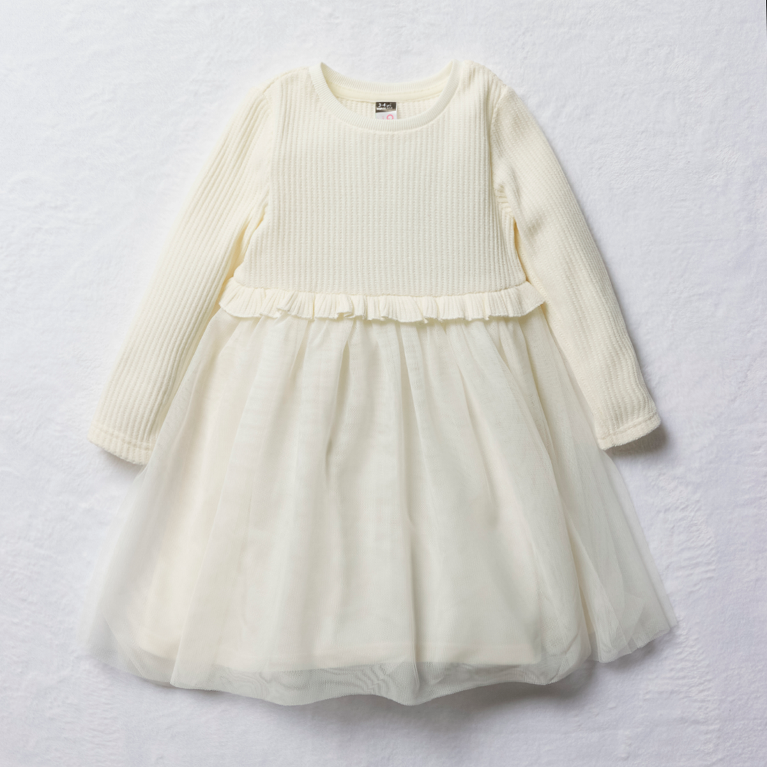 Fit and Flare Party Dress Cream-MILK-2-3 YRS