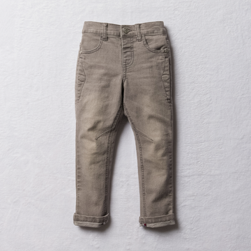 Trousers styled denim slim leg ripped charcoal-CHARCOAL-3-4 YRS