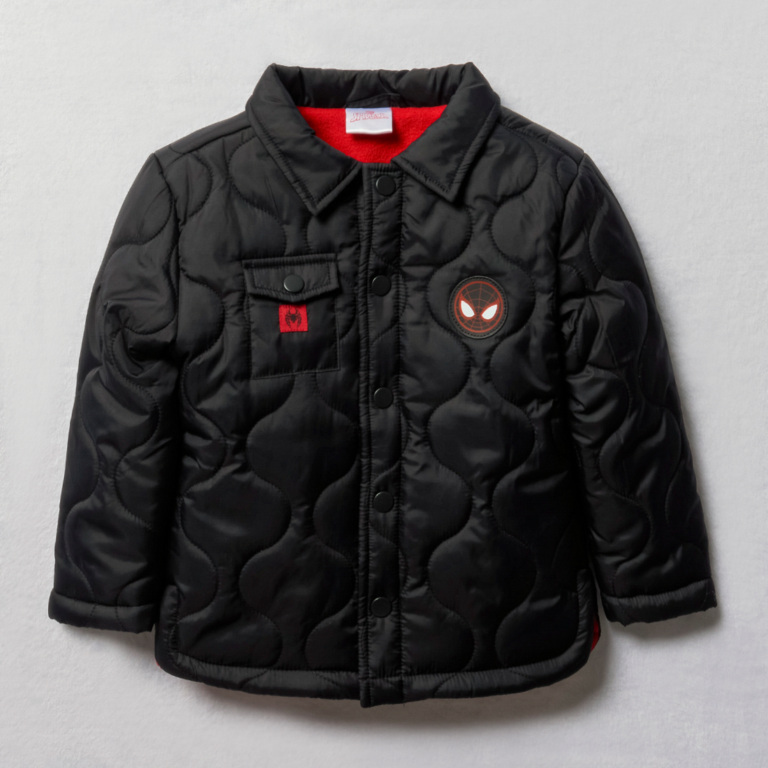 Spiderman quilted jacket black-BLACK-2-3 YRS