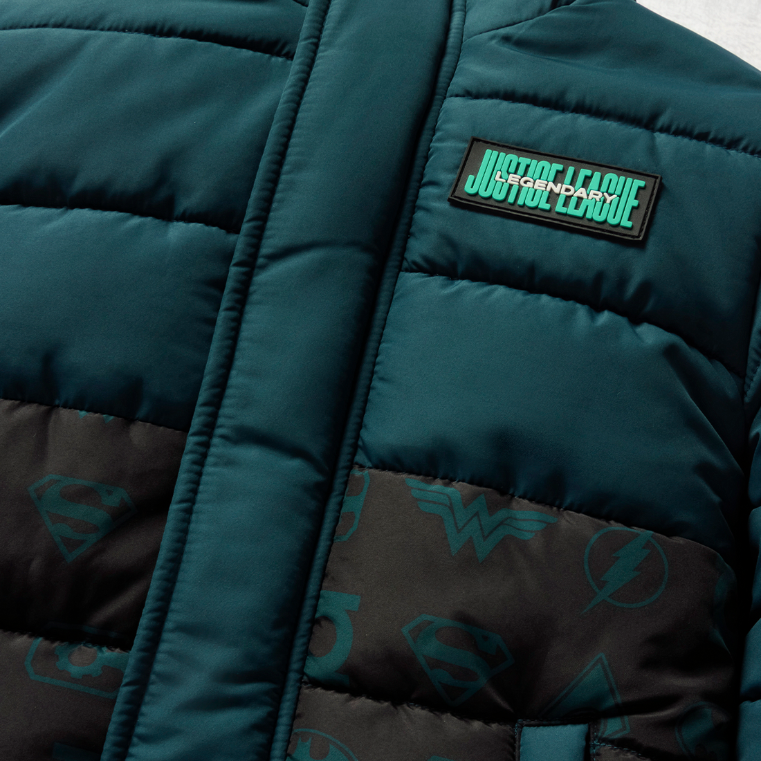 Justice League quilted puffer parka forest-FOREST-5-6 YRS