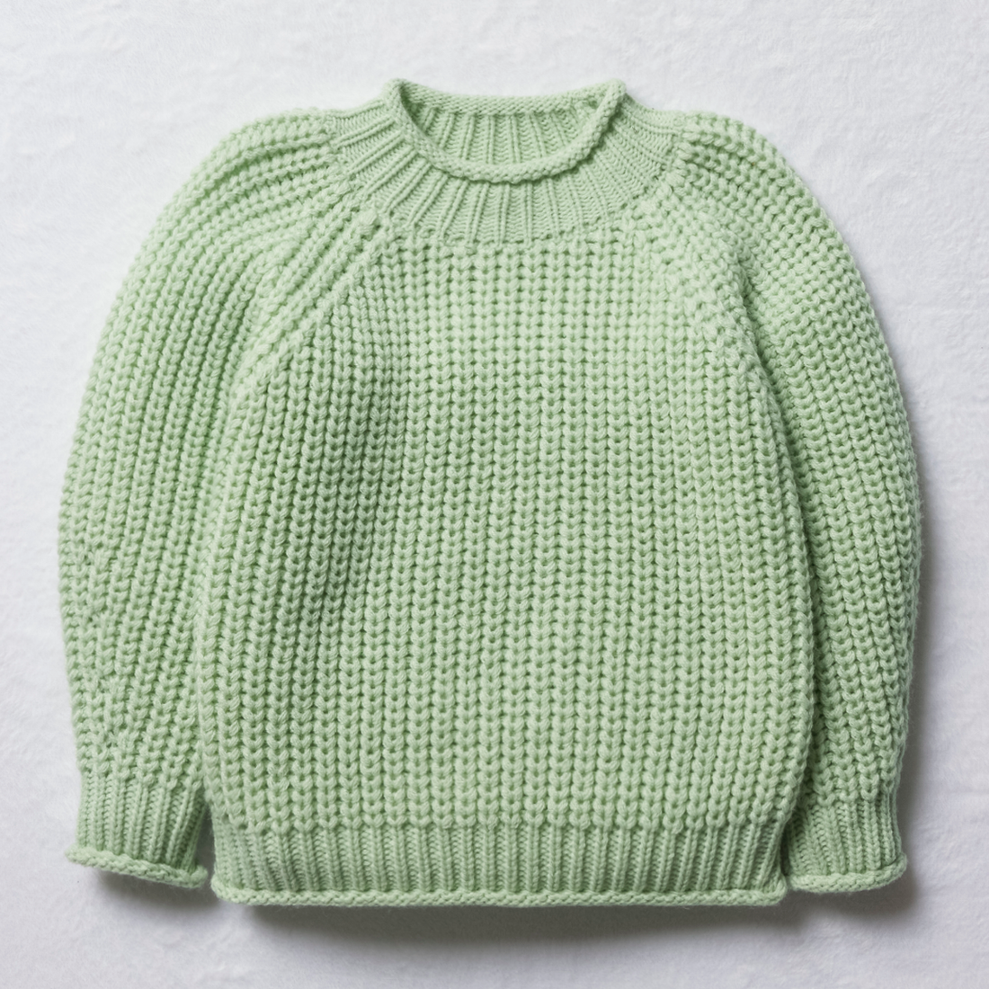 Chunky cabled turtleneck light green-JADE-2-3 YRS