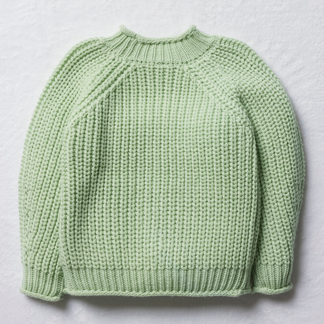 Chunky cabled turtleneck light green-JADE-2-3 YRS