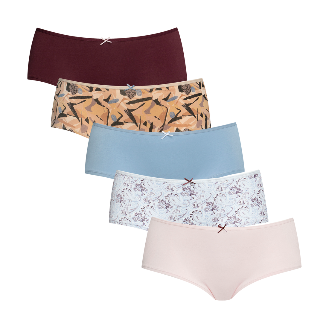 5 Pack cotton boyleg panty blue print S22-ASSORTED-S