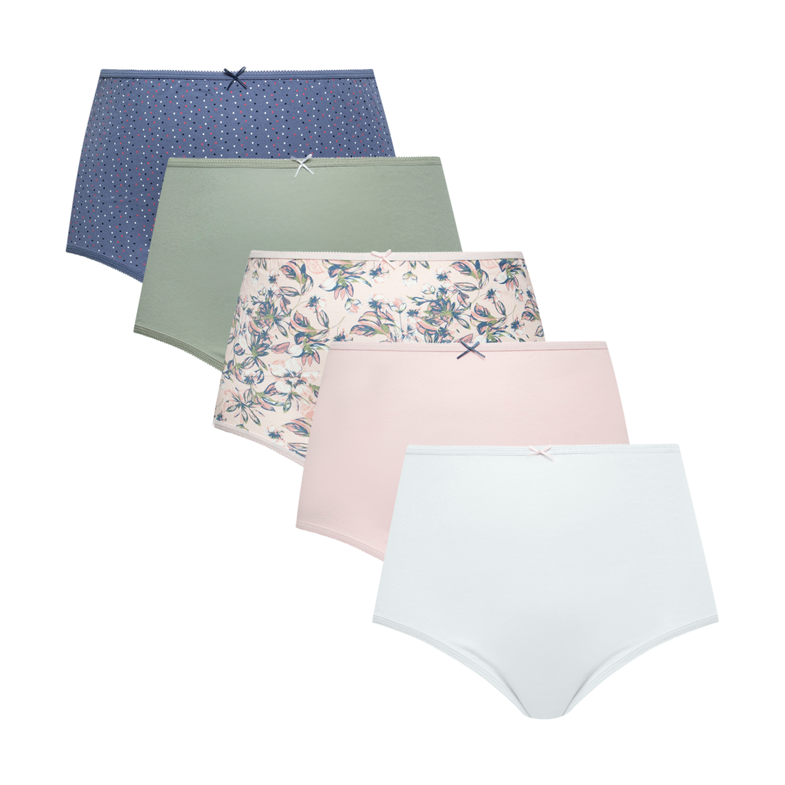 5 Pack cotton brief panty pink floral S22-ASSORTED-L