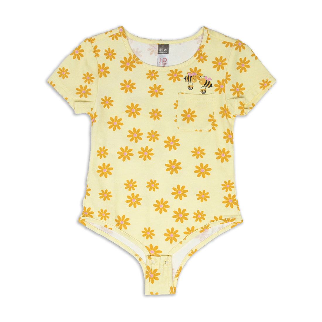 Daisy AOP bodysuit with pocket detail-YELLOW-2-3 YRS