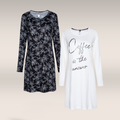 2 Pack long sleeve sleepshirt black floral-BLACK-L