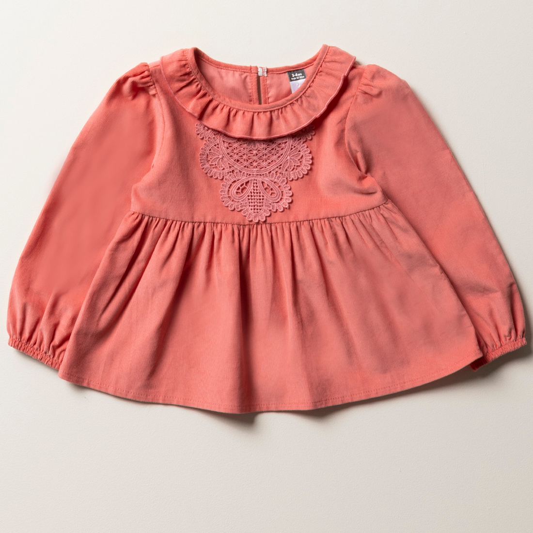 Lace detail cord styled top pink-MID PINK-2-3 YRS