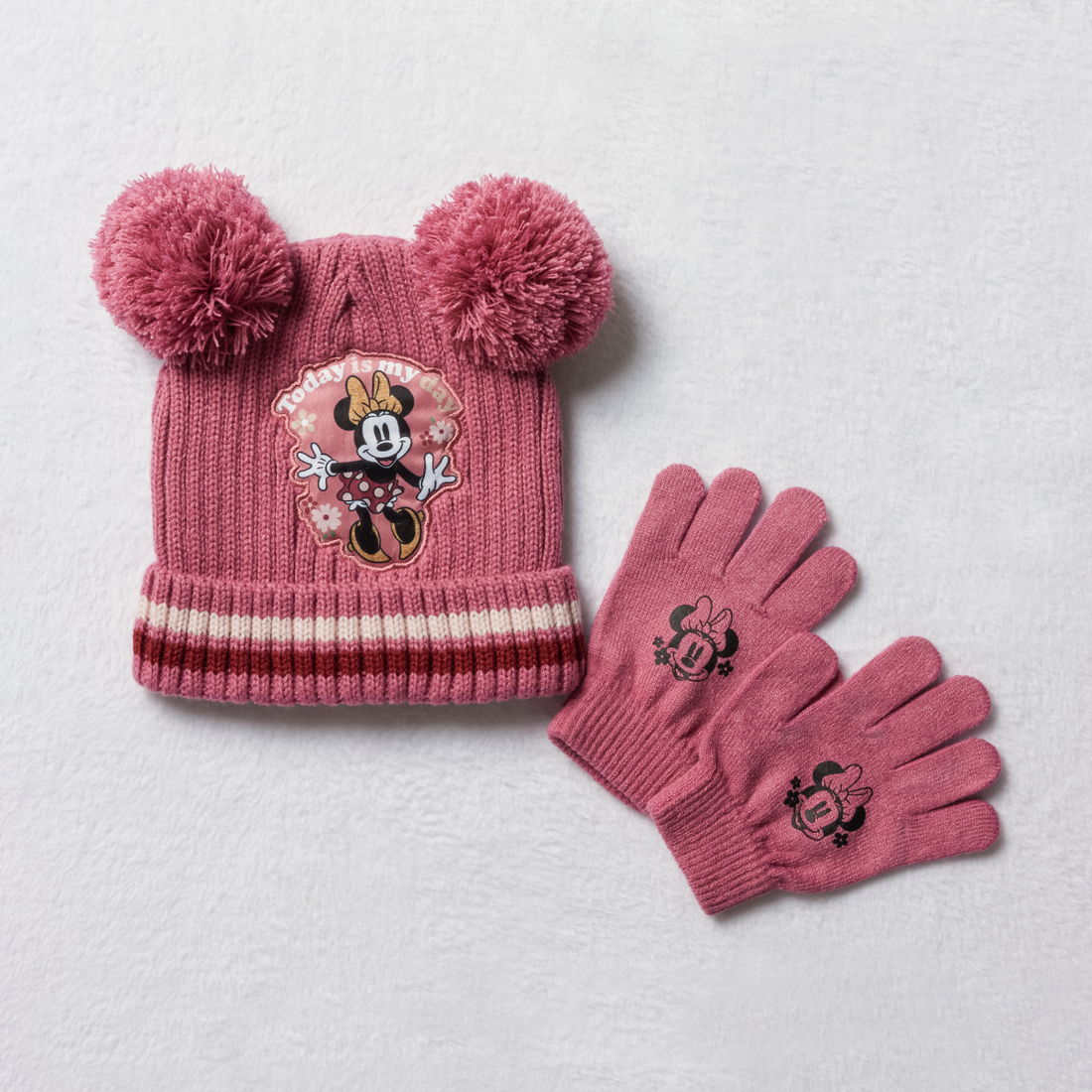 PG minnie st gloves and beanie pink-DUSTY PINK-52 CM