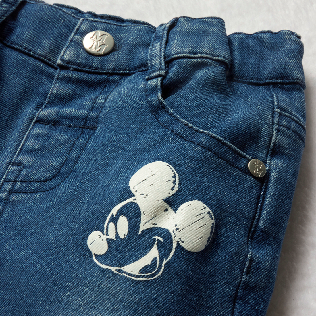 Mickey Mouse tapered denim-MID BLUE-12-18 MTHS