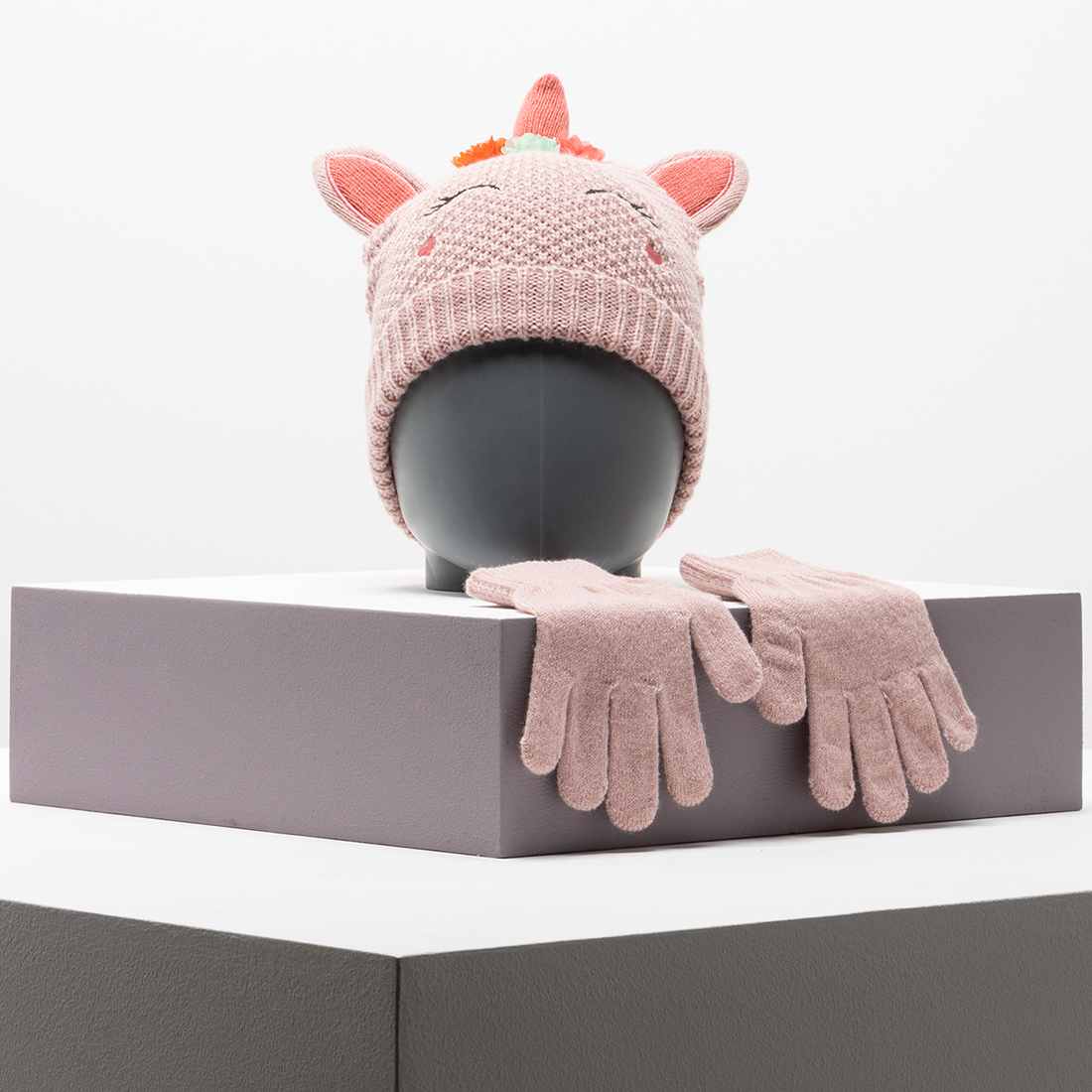 PG 2pk pink unicorn novelty beanie-MID PINK-52 CM