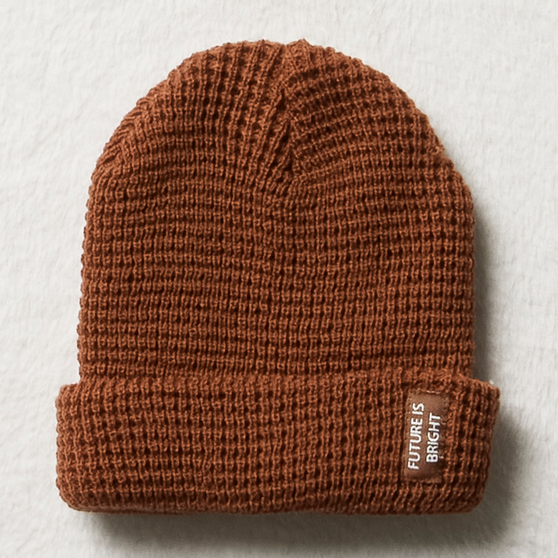 Waffle hat plain cuppachino-BROWN-48 CM