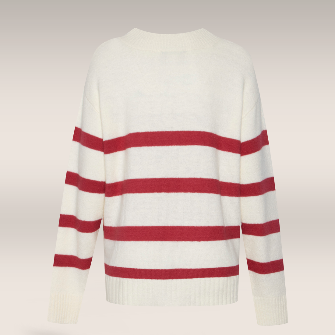 Striped side slit pullover vanilla raspberry-CREAM-M