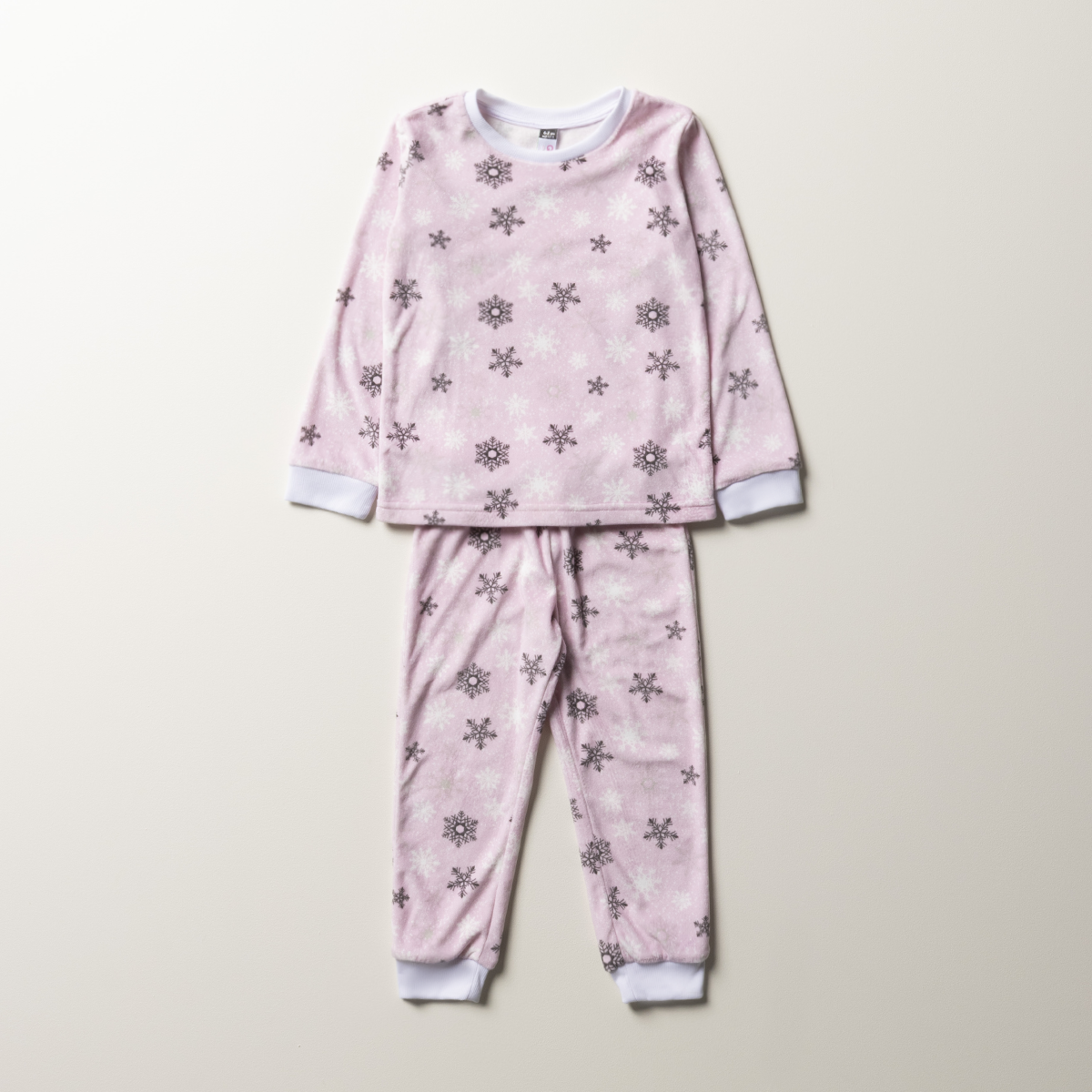 PJ ls mink knit aop snowflake pj-OATMEAL-2-3 YRS