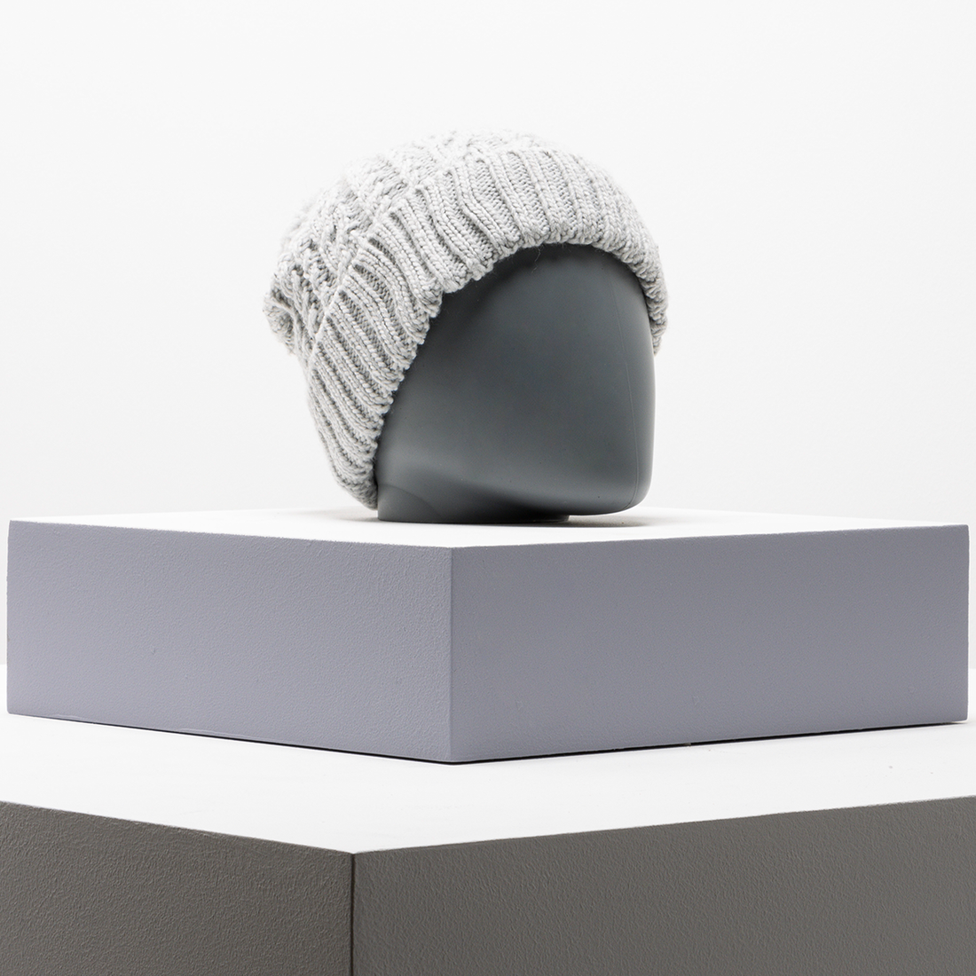 Cable pompom beanie grey-GREY-ONE SIZE