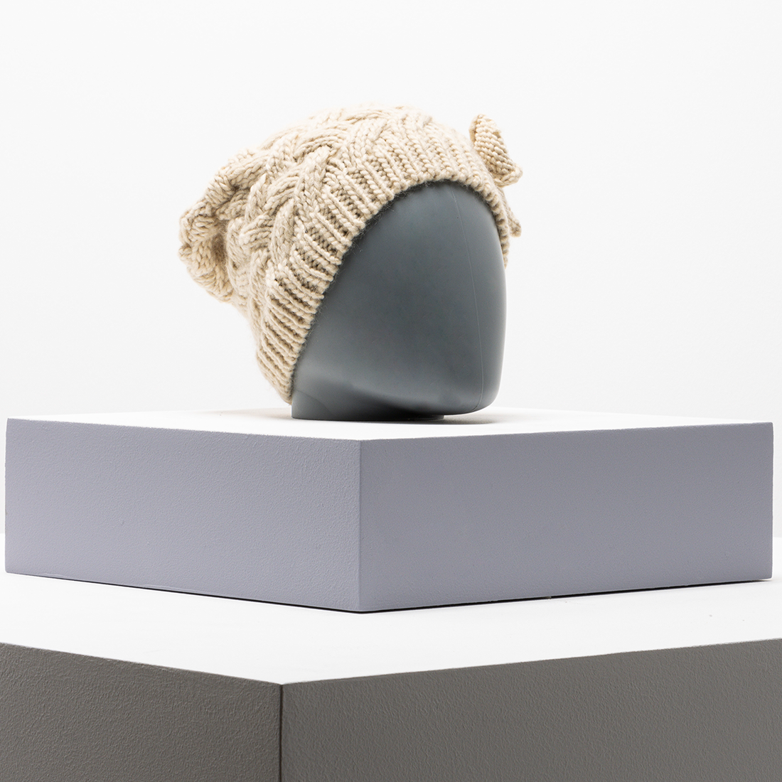 Knitted beret stone-STONE-ONE SIZE