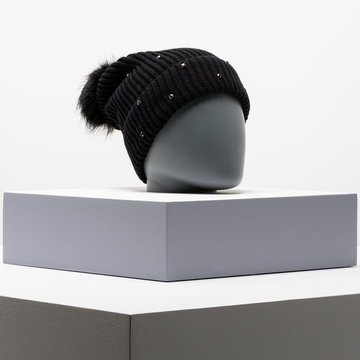 Stud knitted beanie black-BLACK-ONE SIZE