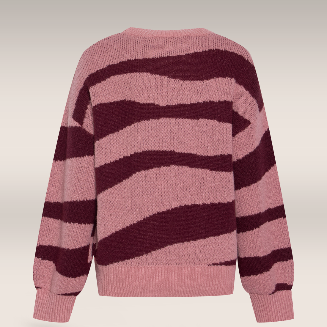 Wavy jacquard pullover wine raspberry-MID PINK-M