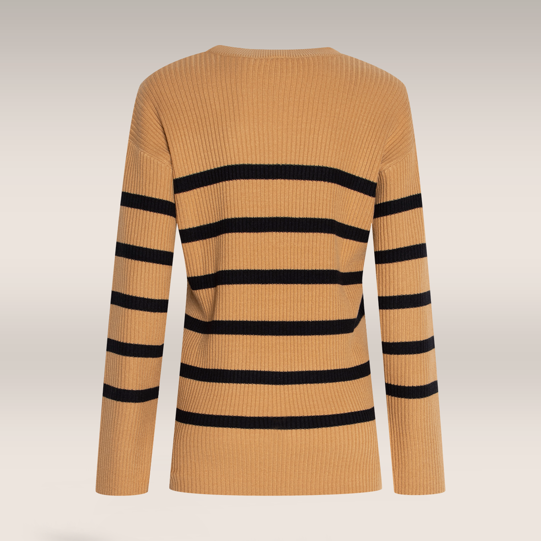 Striped rib tunic almond black-TAN-M