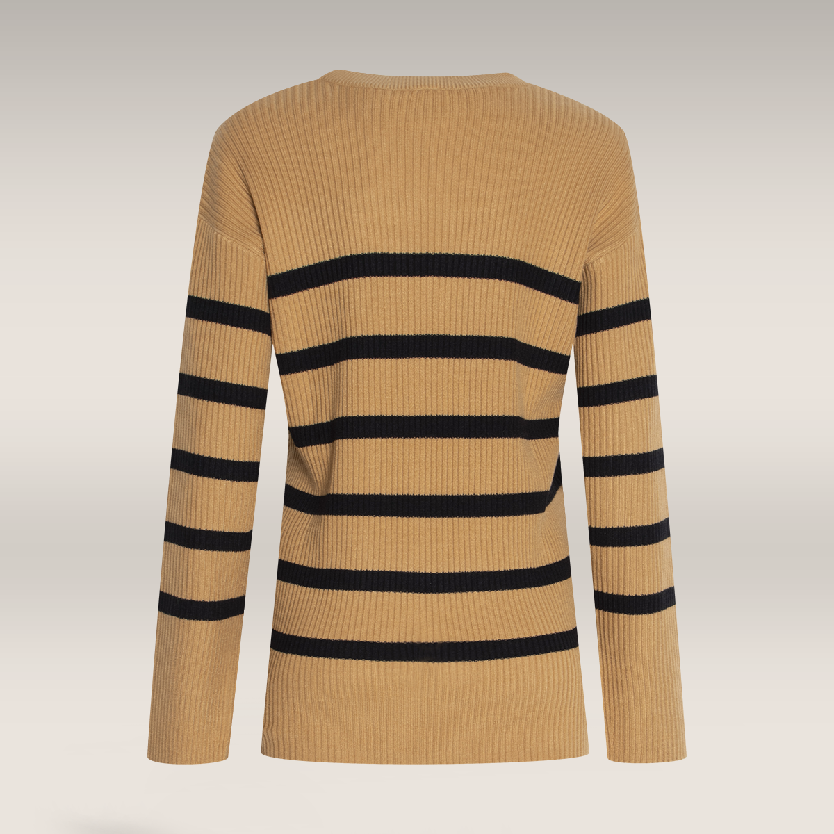 Striped rib tunic almond black-TAN-M (1)