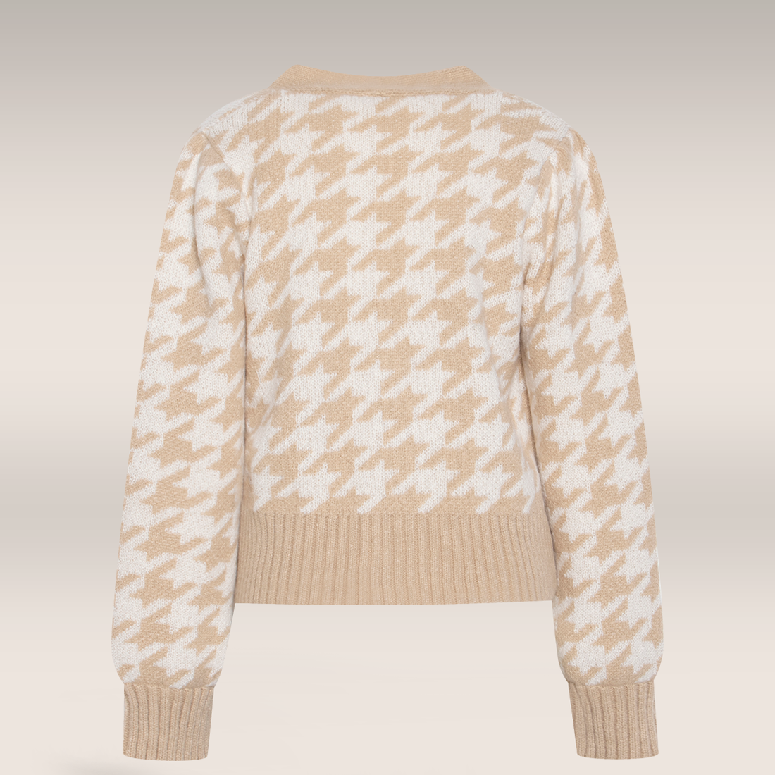 Houndstooth cardi vanilla stone-BEIGE-S