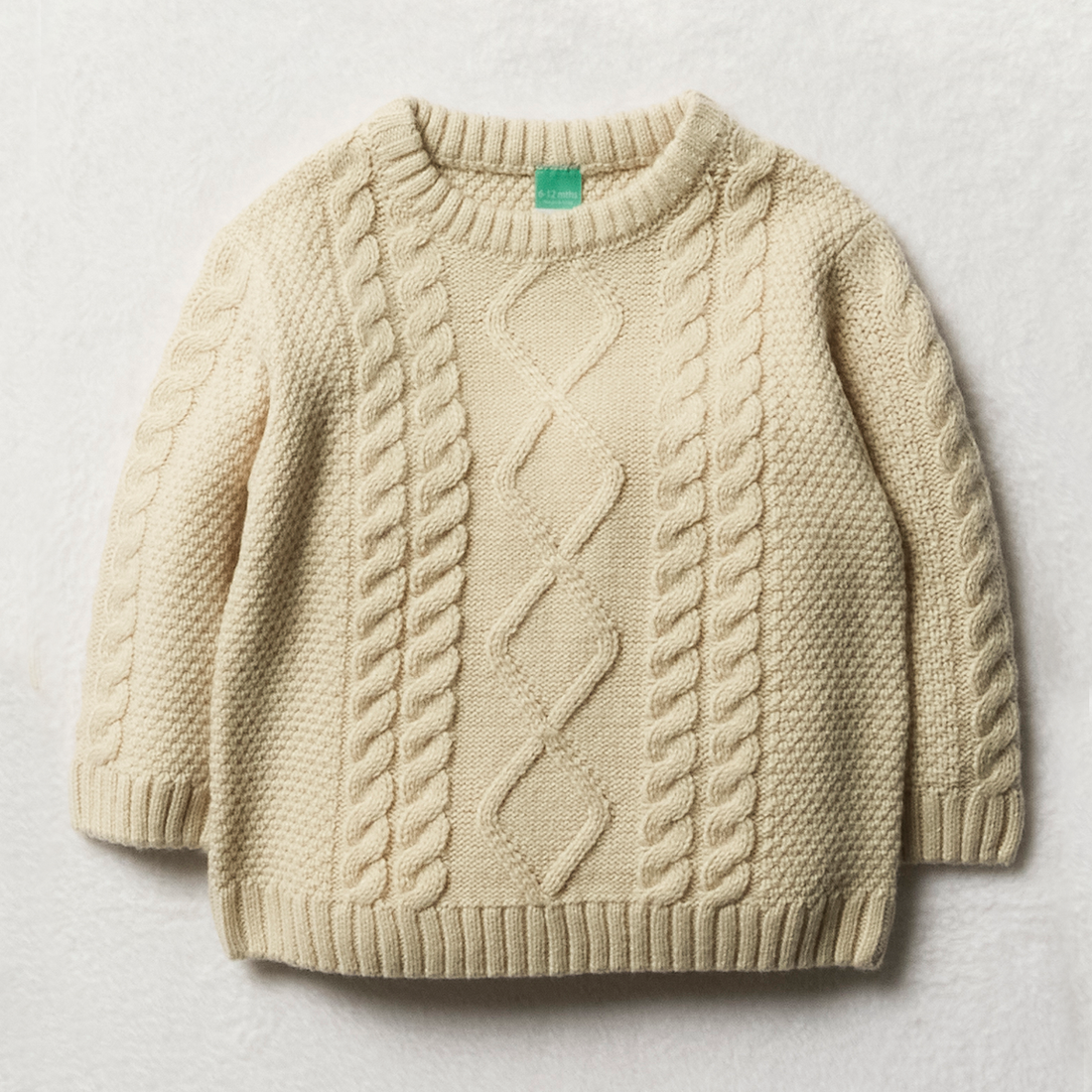 Crewneck cabled jumper-BEIGE-3-6 MTHS