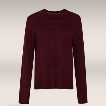 Front seam side slit pullover wine-WINE-M