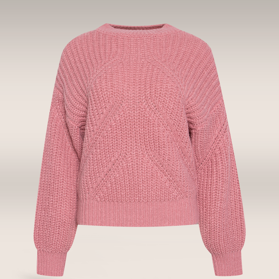 Fisherman rib and cable pullover apricot-DUSTY PINK-M