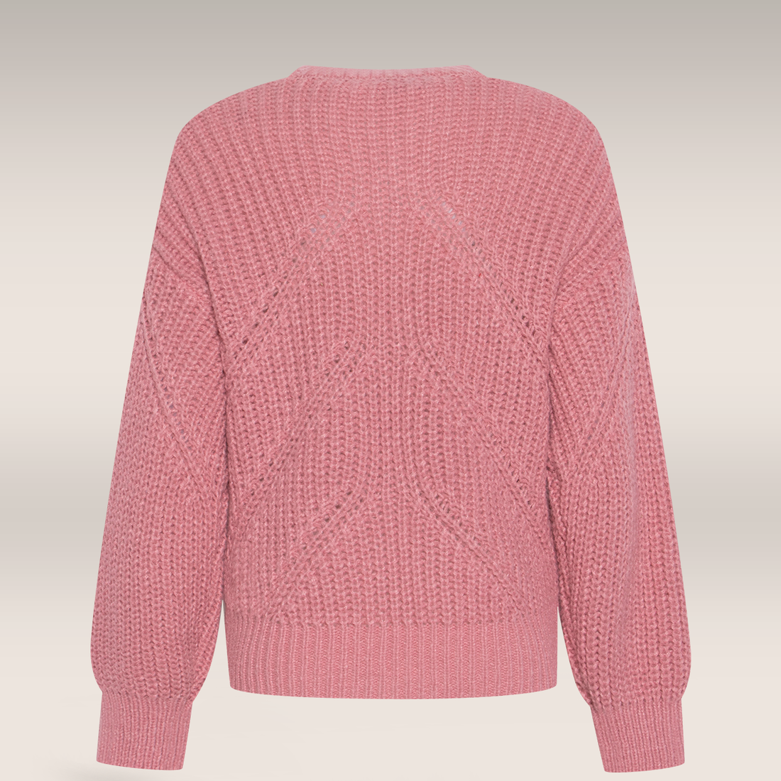 Fisherman rib and cable pullover apricot-DUSTY PINK-M