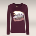 Scoop neck  long sleeve tee wine-BURGUNDY-M