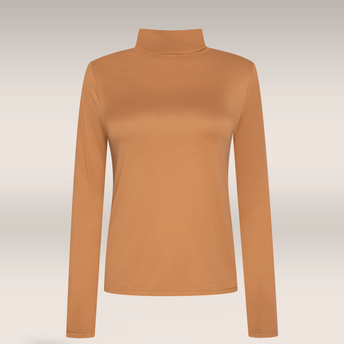 Poloneck long sleeve t-shirt cream-TAN-M