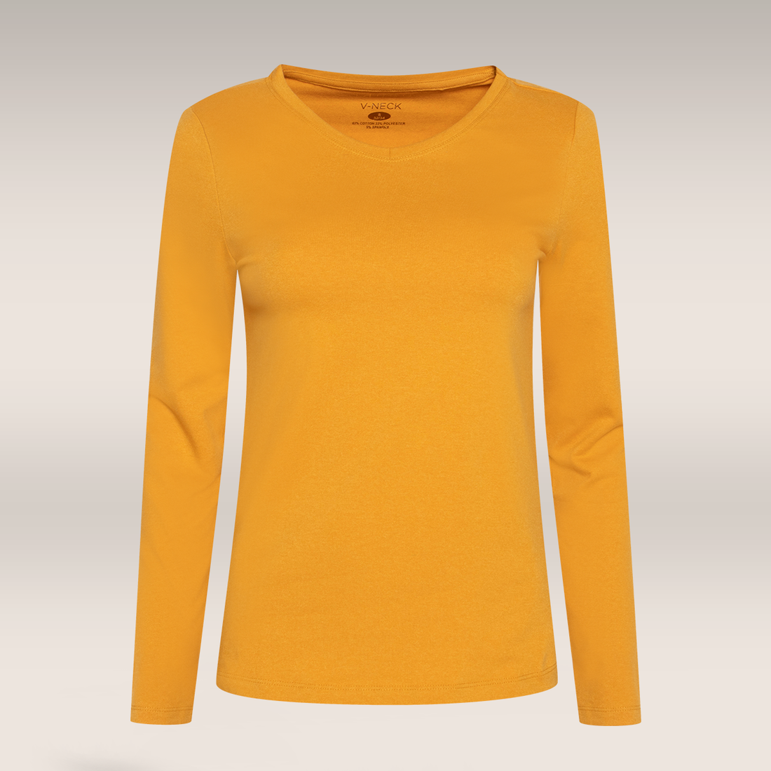 V neck long sleeve t-shirt ochre-OCHRE-M